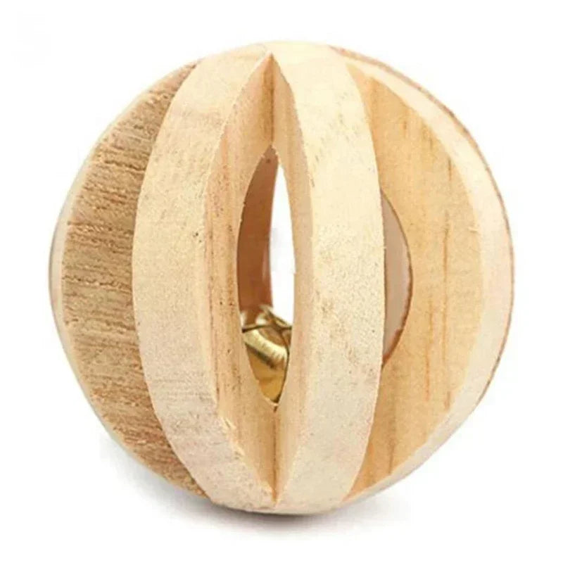 Giocattoli in Legno Naturale per Roditori – Rullo, Manubrio, Monociclo e Sonaglio per Piccoli Animali