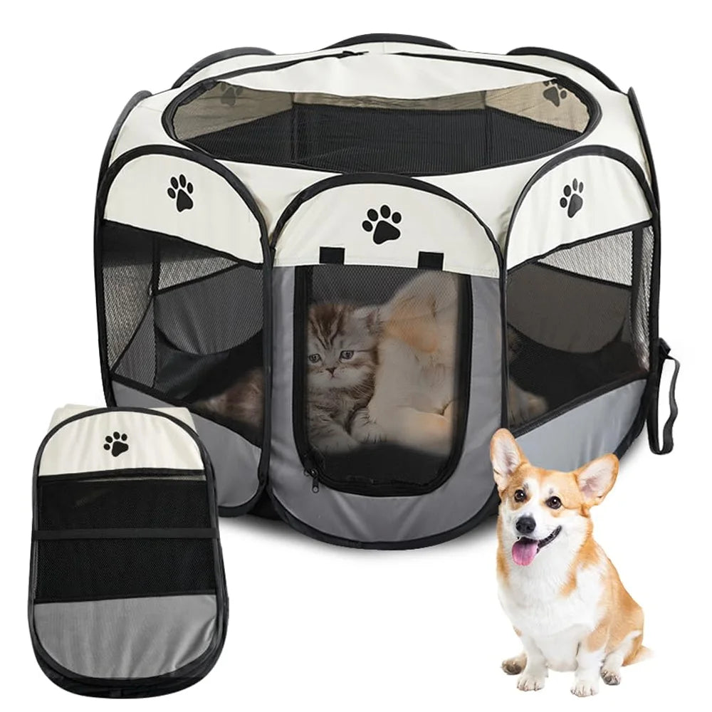 Box Pieghevole per Animali Domestici - Recinto Ottagonale Portatile per Cani e Gatti