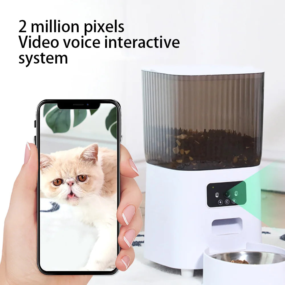Distributore Automatico Intelligente per Animali Domestici con Doppia Ciotola da 5L e Telecamera: Nutrire e Monitorare i Tuoi Amici a Distanza!