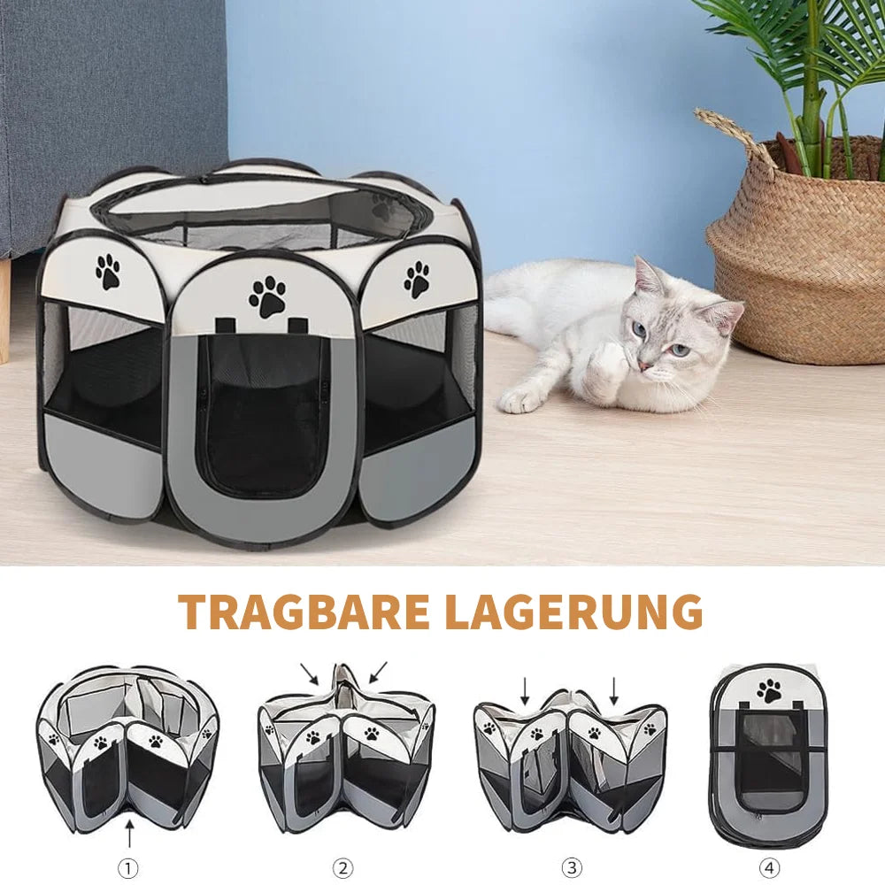 Box Pieghevole per Animali Domestici - Recinto Ottagonale Portatile per Cani e Gatti