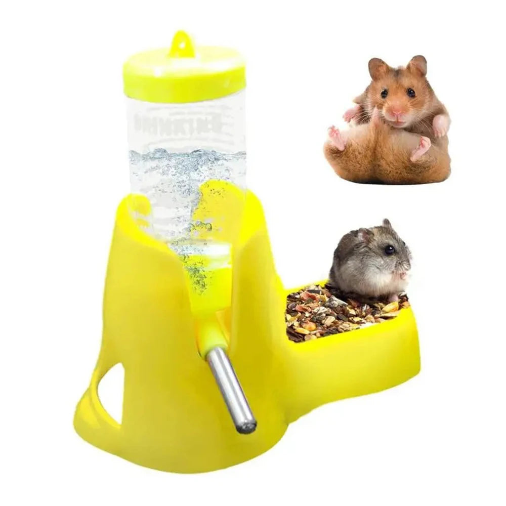 Dispenser d’Acqua per Criceti – Abbeveratoio Automatico per Piccoli Animali con Ciotola e Contenitore per Cibo, ideale per Porcellini d’India e Ratti