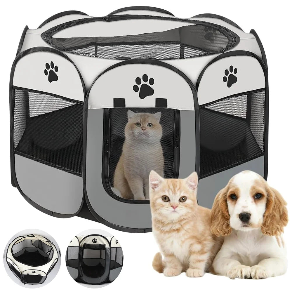 Box Pieghevole per Animali Domestici - Recinto Ottagonale Portatile per Cani e Gatti