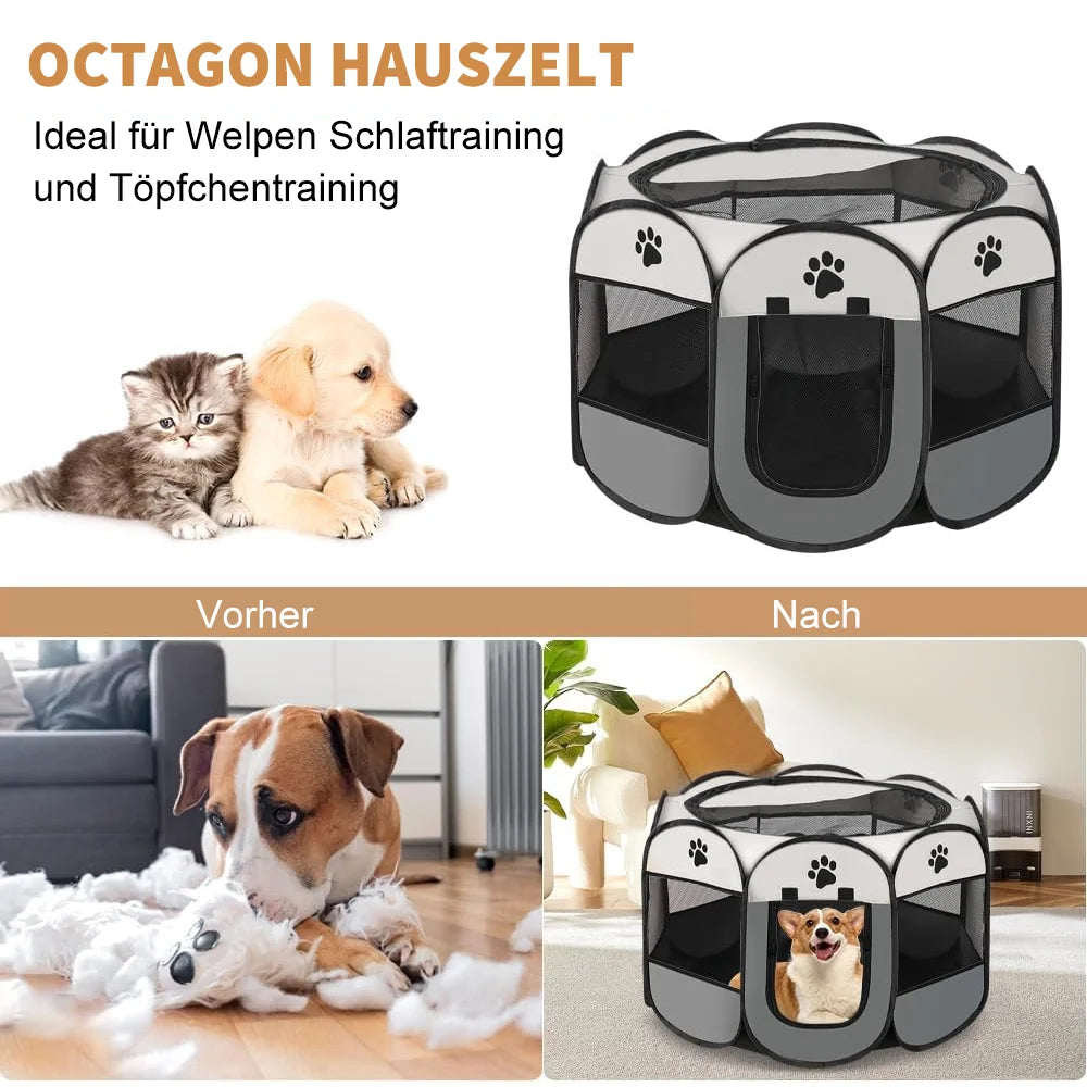 Box Pieghevole per Animali Domestici - Recinto Ottagonale Portatile per Cani e Gatti