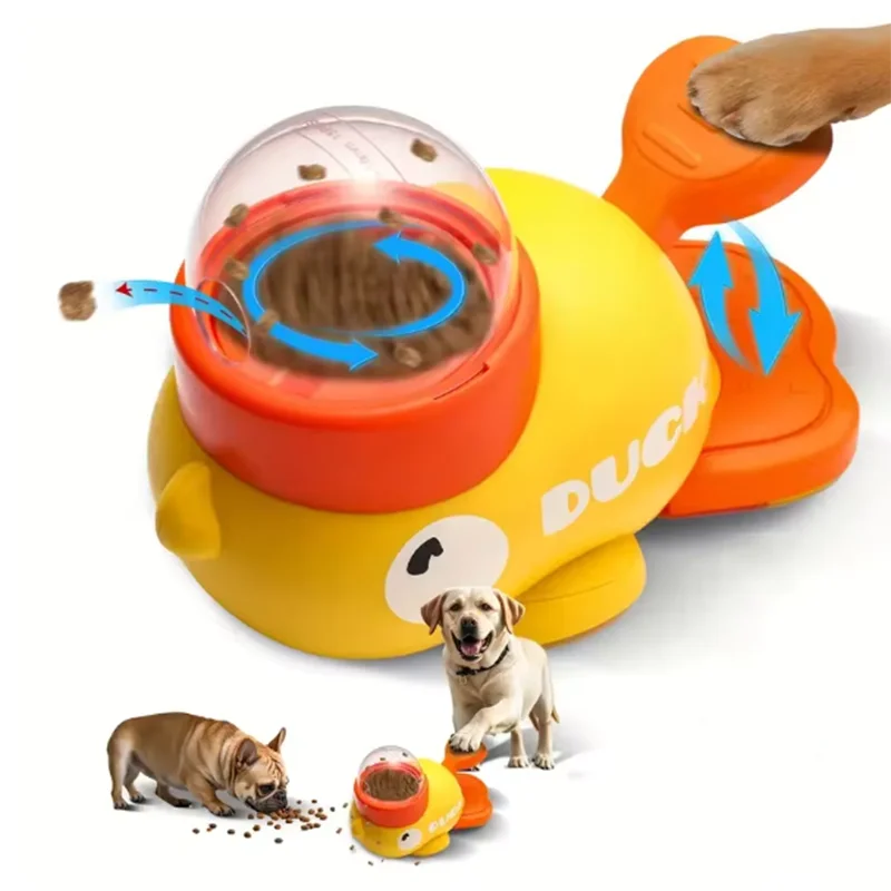 Dispenser di Crocchette Interattivo a Forma di Papera Gialla – Gioco per Sviluppare l'Intelligenza di Cani e Gatti