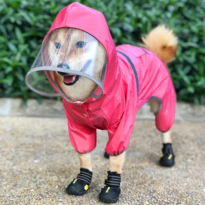 Pet small and medium-sized dog large brimmed raincoat, rainproof with traction rope, reflective strip raincoat (recommended to p