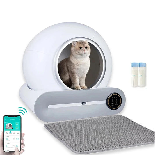 Lettiera Automatica Intelligente per Gatti – 65L Extra Large, Chiusa e con Controllo APP
