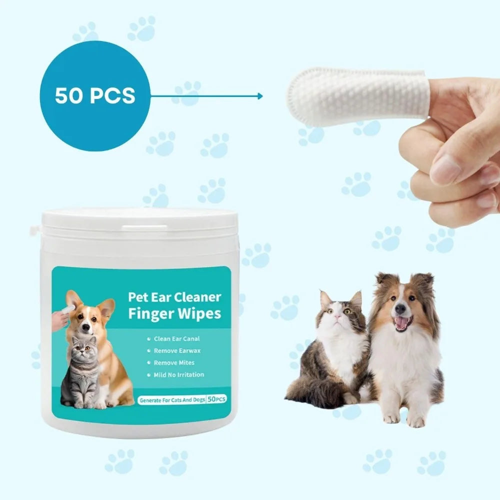 Salviette Detergenti per Orecchie e Occhi di Cani e Gatti (50 Salviette)