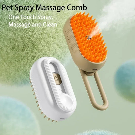 Spazzola a Vapore Elettrica per Cani e Gatti, Spazzola Spray 3 in 1 per Massaggio, Toelettatura e Rimozione di Peli Annodati e Sciolti.
