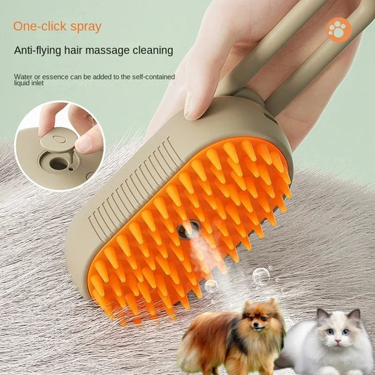 Spazzola a Vapore Elettrica per Cani e Gatti, Spazzola Spray 3 in 1 per Massaggio, Toelettatura e Rimozione di Peli Annodati e Sciolti.