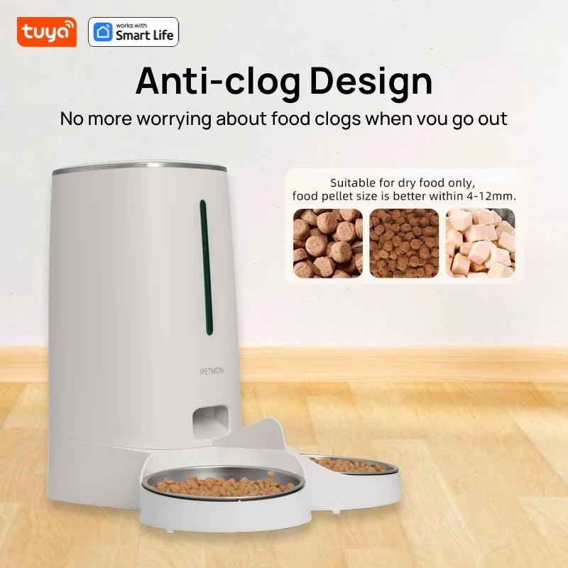 Distributore Automatico Smart per 2 Gatti con Wi-Fi e Doppia Ciotola da 4L: Alimentazione Senza Stress!