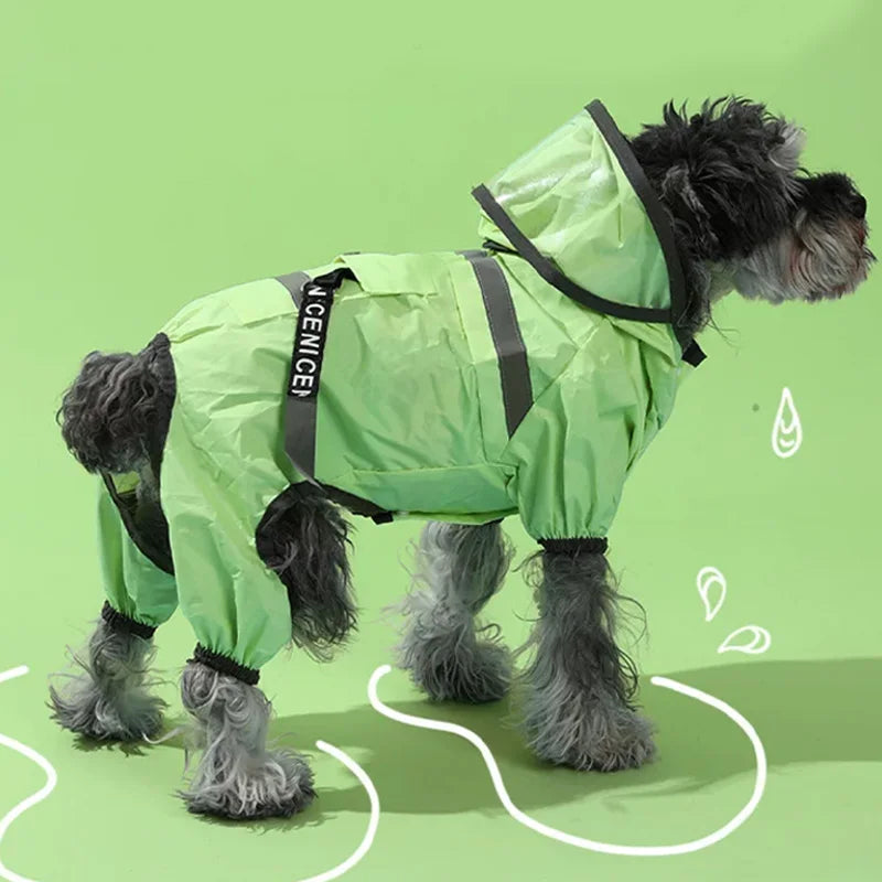 Pet small and medium-sized dog large brimmed raincoat, rainproof with traction rope, reflective strip raincoat (recommended to p