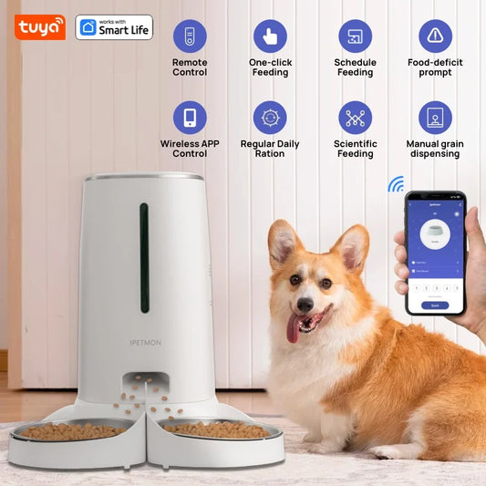 Distributore Automatico Smart per 2 Gatti con Wi-Fi e Doppia Ciotola da 4L: Alimentazione Senza Stress!