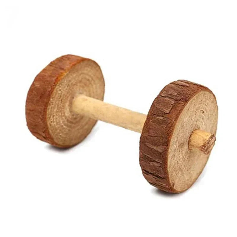 Giocattoli in Legno Naturale per Roditori – Rullo, Manubrio, Monociclo e Sonaglio per Piccoli Animali