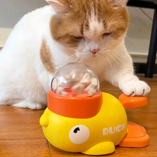 Dispenser di Crocchette Interattivo a Forma di Papera Gialla – Gioco per Sviluppare l'Intelligenza di Cani e Gatti