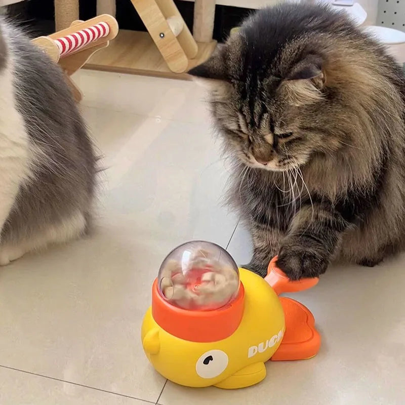 Dispenser di Crocchette Interattivo a Forma di Papera Gialla – Gioco per Sviluppare l'Intelligenza di Cani e Gatti
