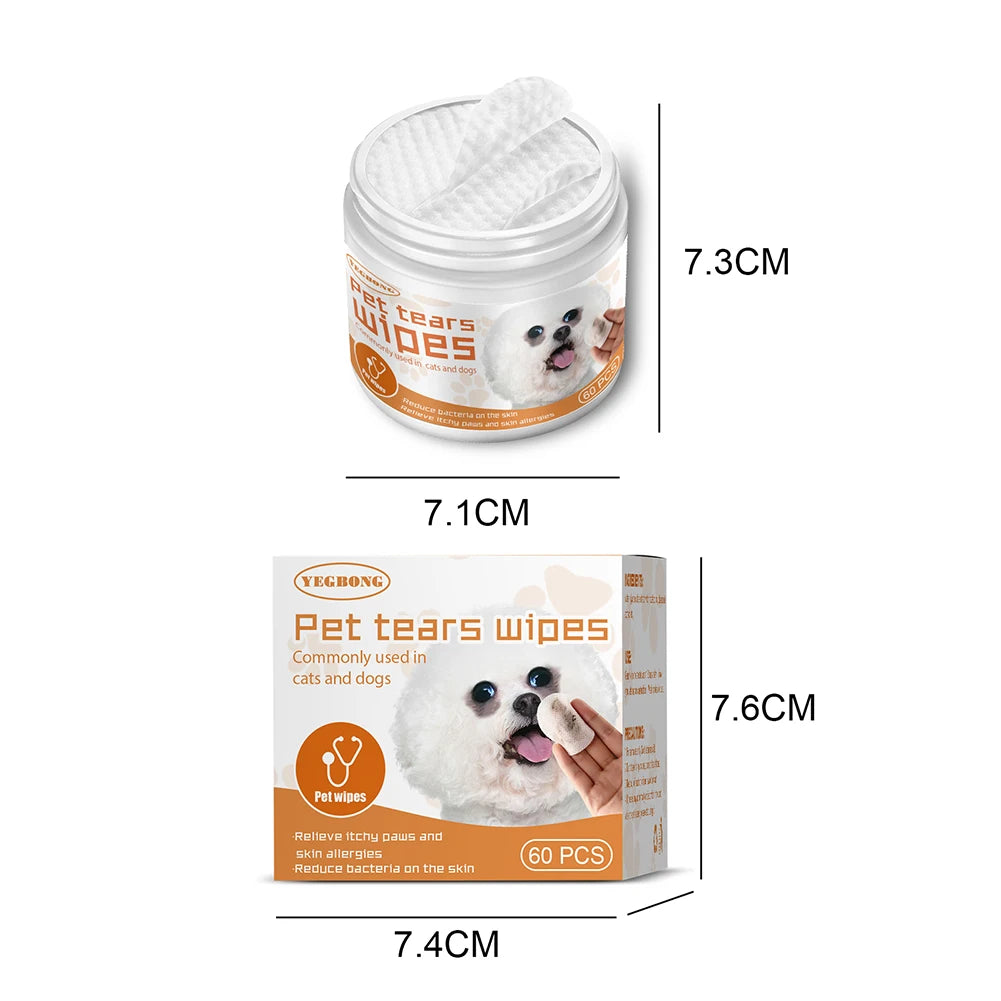 Salviette Umidificate Universali per Occhi e Orecchie (60 pz/set) – Pulizia Delicata per Cani e Gatti