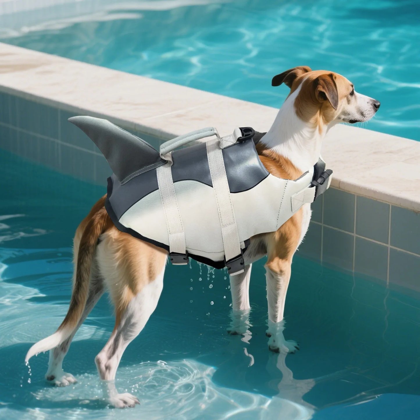 Giubbotto di Salvataggio per Cani a Forma di Squalo – Massima Sicurezza e Stile in Acqua
