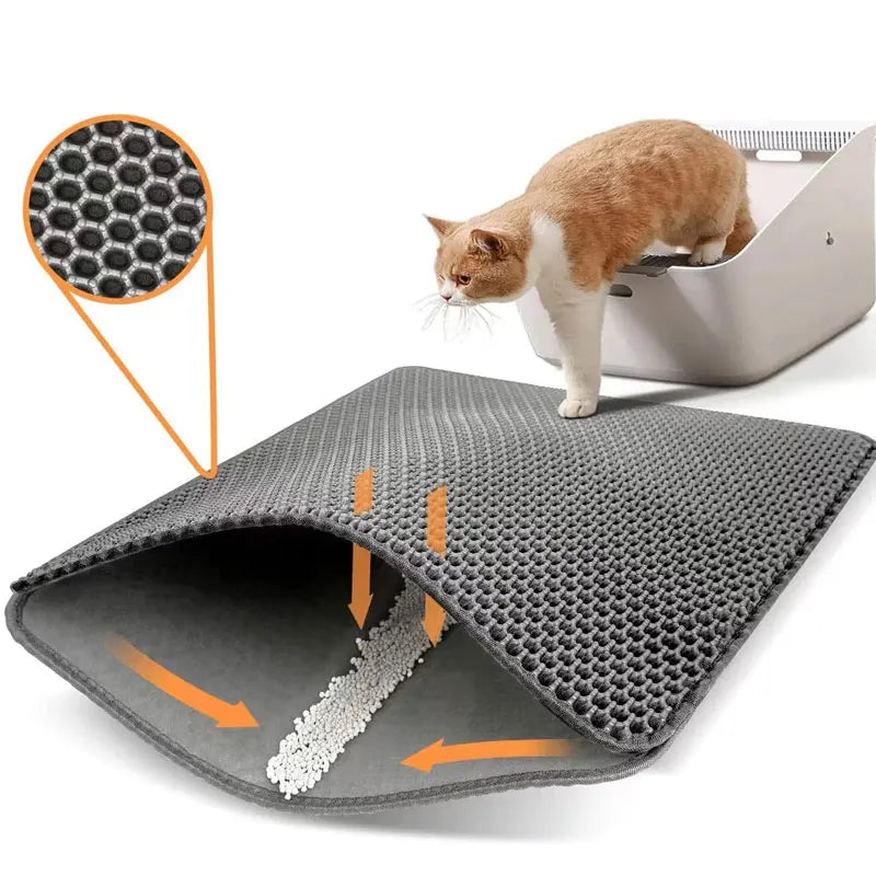 Tappetino Lettiera per Gatti Impermeabile a Doppio Strato – Pulizia Facile e Zero Sporco