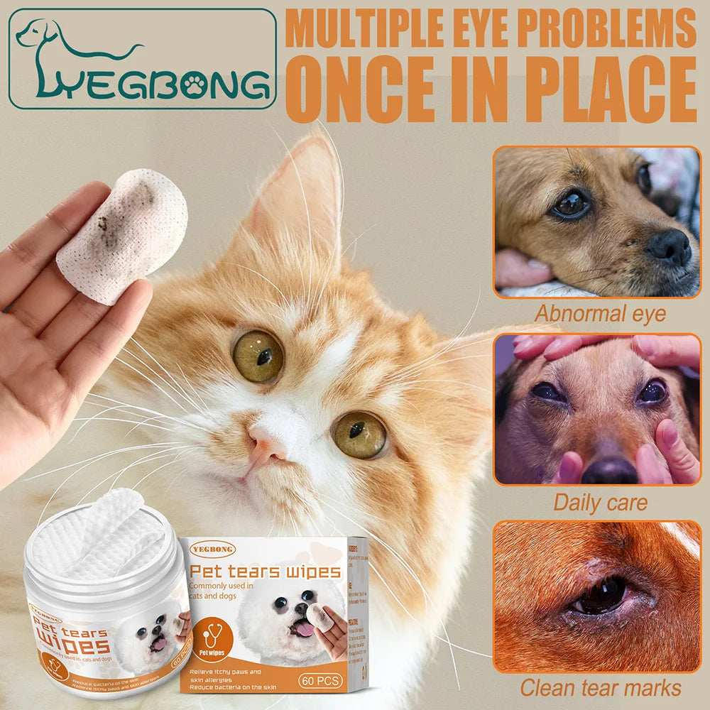 Salviette Umidificate Universali per Occhi e Orecchie (60 pz/set) – Pulizia Delicata per Cani e Gatti